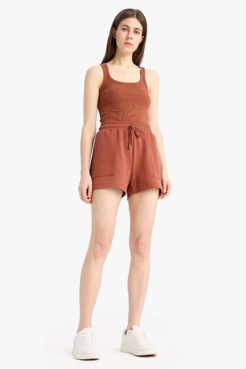 Woman Light Bordeaux Regular Fit Basic Bermuda