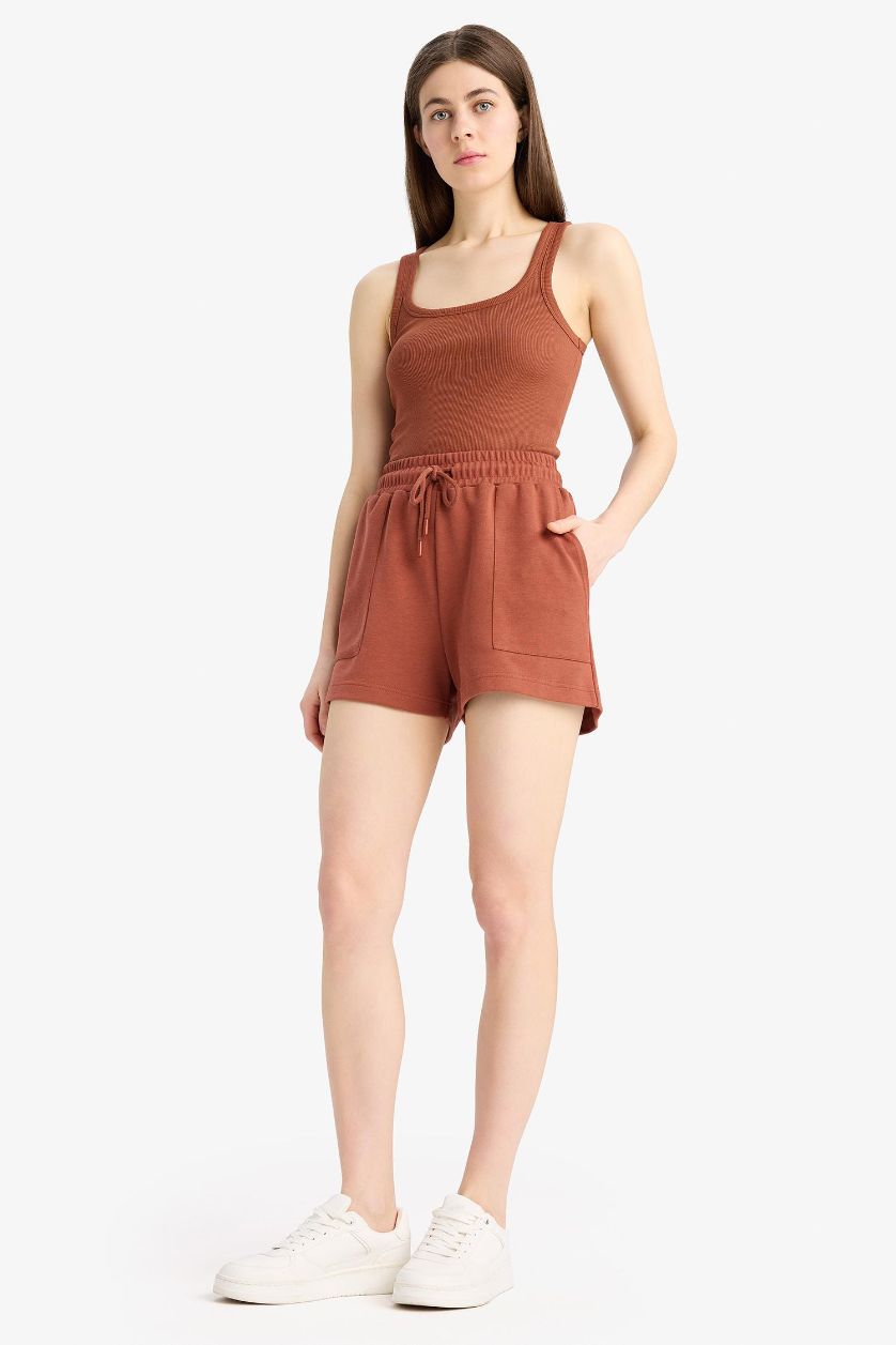 Woman Light Bordeaux Regular Fit Basic Bermuda