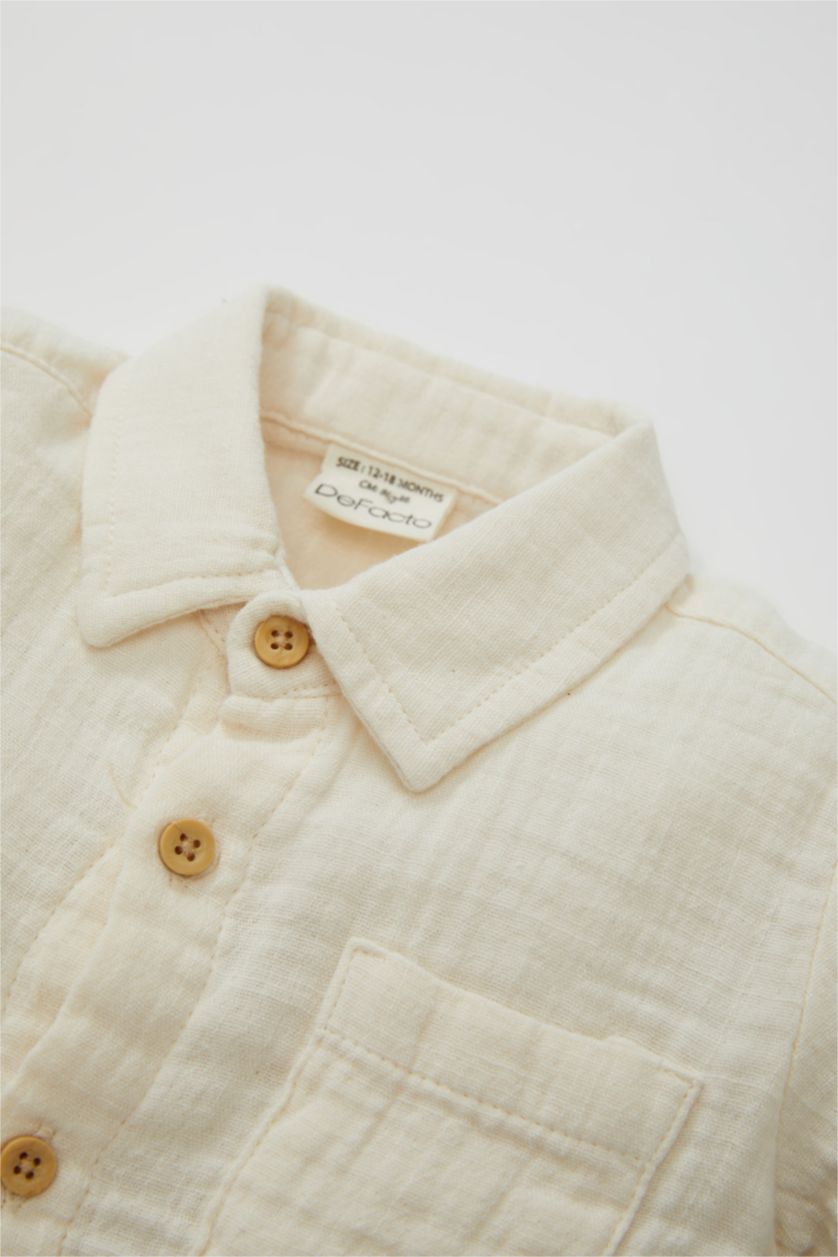 BABY BOY Ecru Baby Boy Muslin Shirt Trousers 2 Piece Set