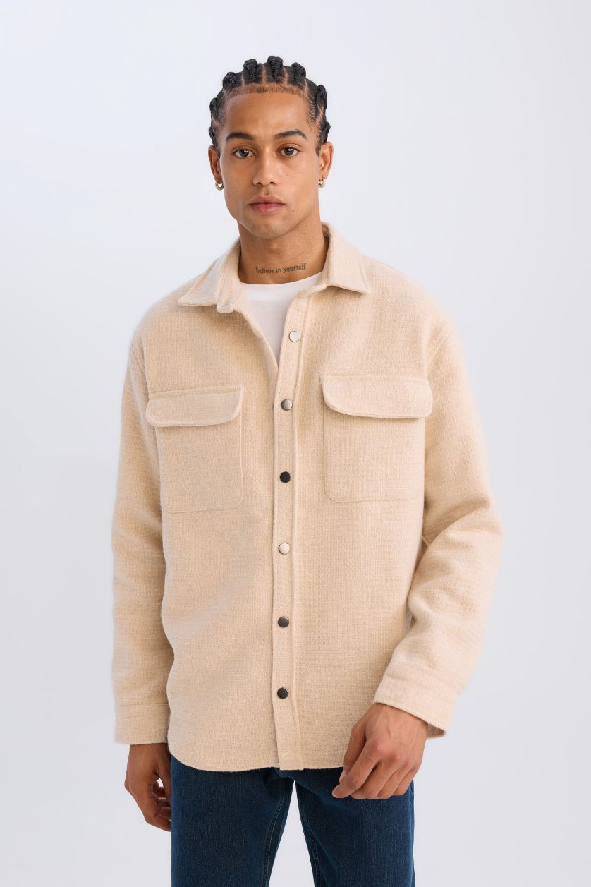 رجال بيج جاكيت قميص قصة عادية بياخة بولو