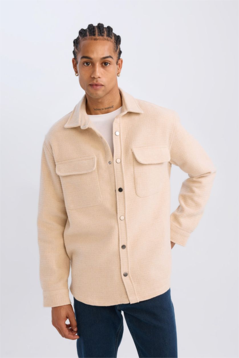 رجال بيج جاكيت قميص قصة عادية بياخة بولو