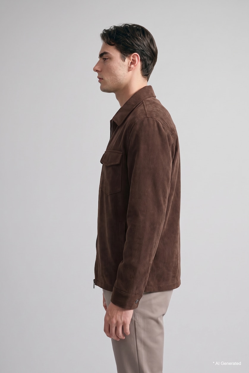 Man Brown Velvet Overshirt