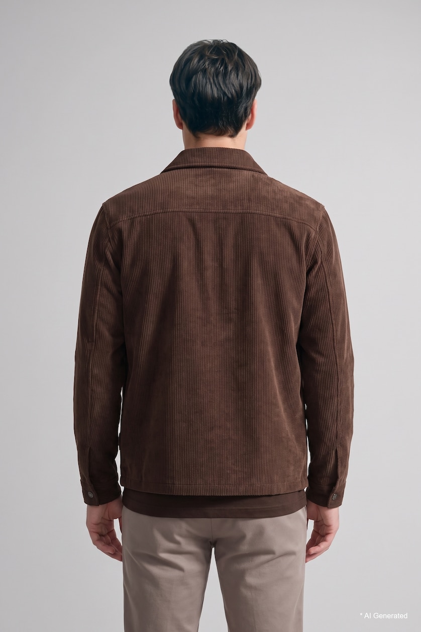 Man Brown Velvet Overshirt