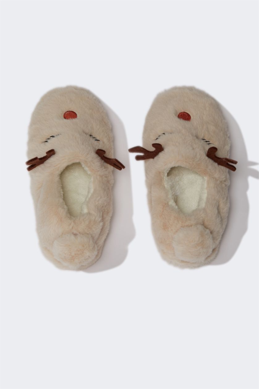 Women Beige Woman Flat Sole Boots For House