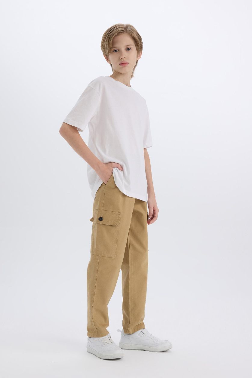 BOYS & TEENS Beige Boy Loose Fit Standard Leg Gabardine Trousers