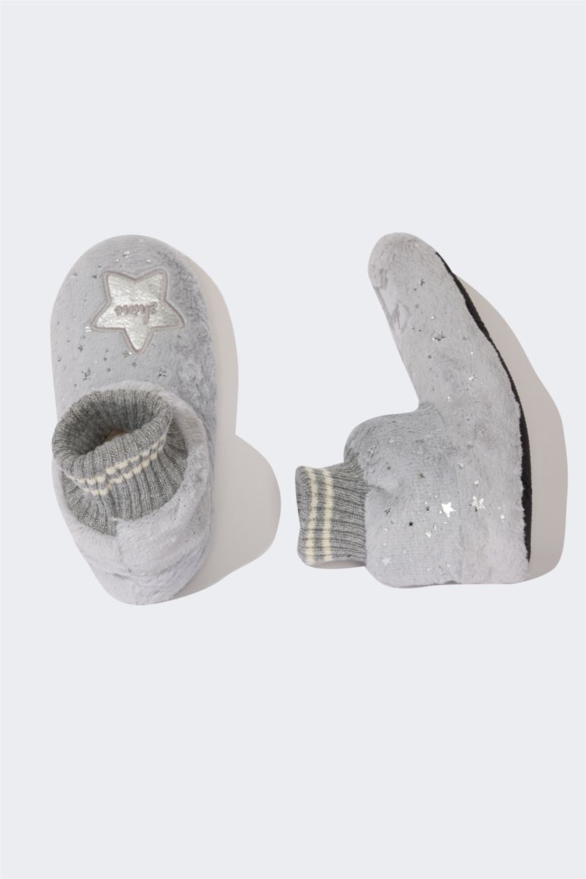 FEMME Gris Pantoufles de maison à Semelle Plate pour Femme