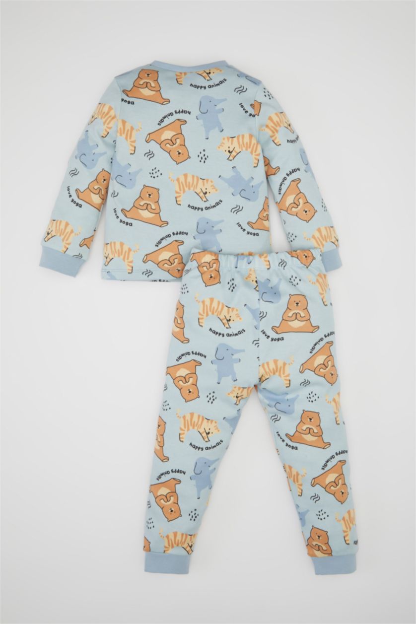 طفل صغير أزرق فاتح طقم بيجاما اولادي قصة عادية - قطعتين