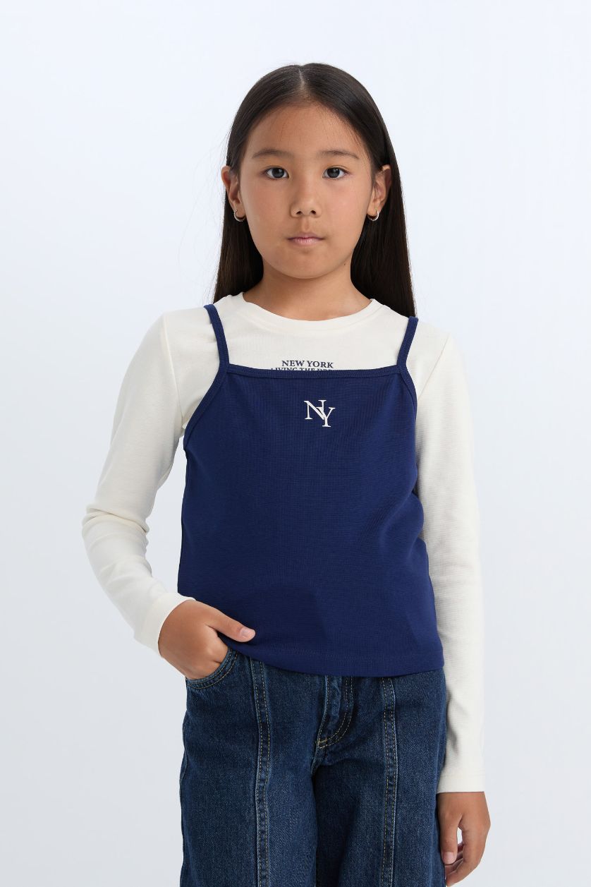 Girls & Teens Ecru Girl Crop Printed Ribbed 2 Piece Set