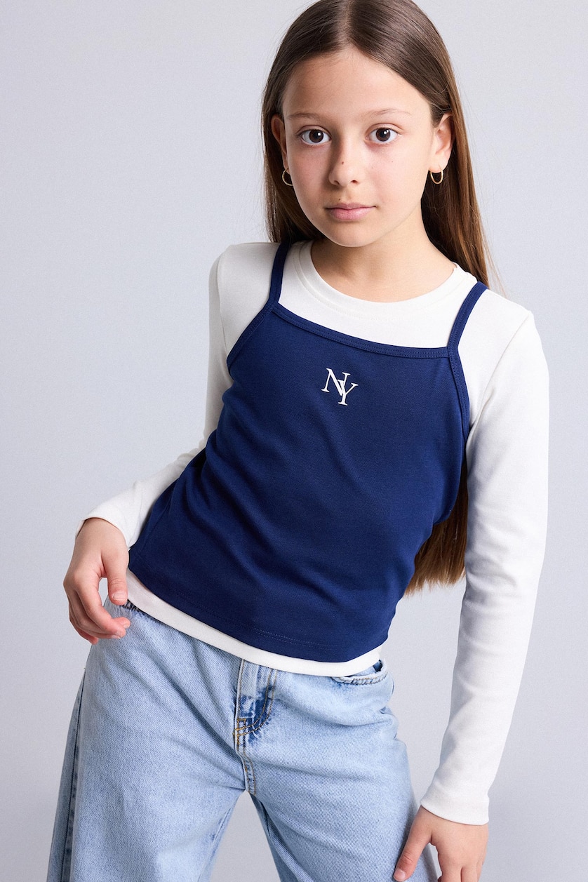 بنات بيج فاتح Girl Crop Printed Ribbed 2 Piece Set