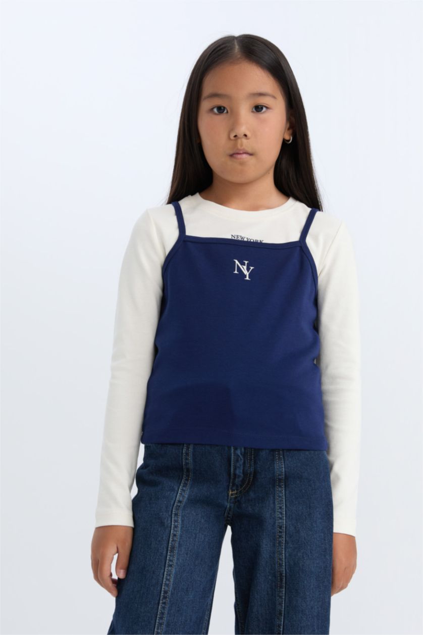 Girls & Teens Ecru Girl Crop Printed Ribbed 2 Piece Set