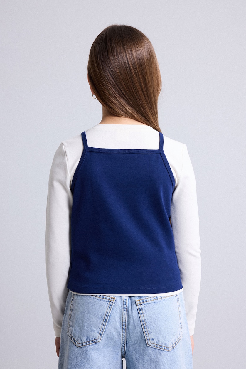 بنات بيج فاتح Girl Crop Printed Ribbed 2 Piece Set