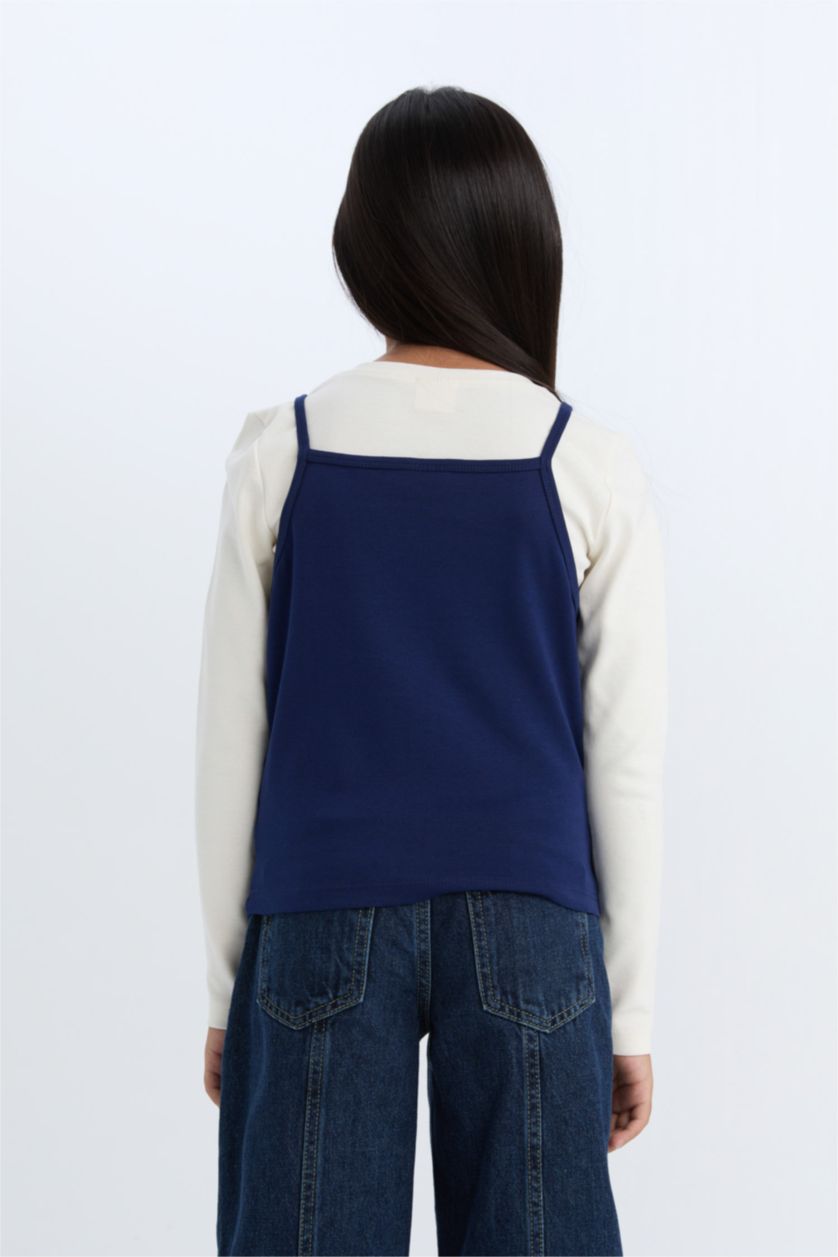 Girls & Teens Ecru Girl Crop Printed Ribbed 2 Piece Set