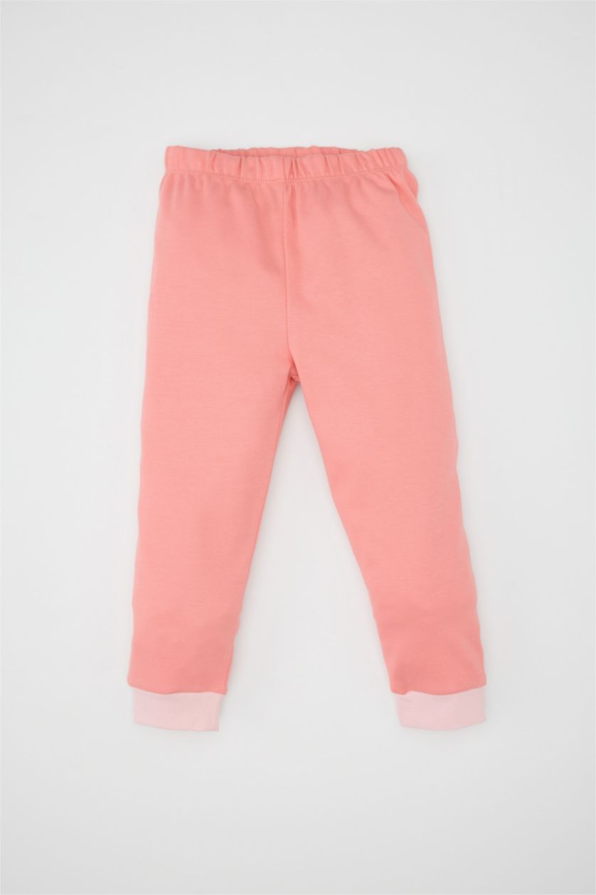 Kız Bebek Pembe Pijama Takımı Baskılı Uzun Kollu Üst Beli Lastikli Alt Kız Bebek