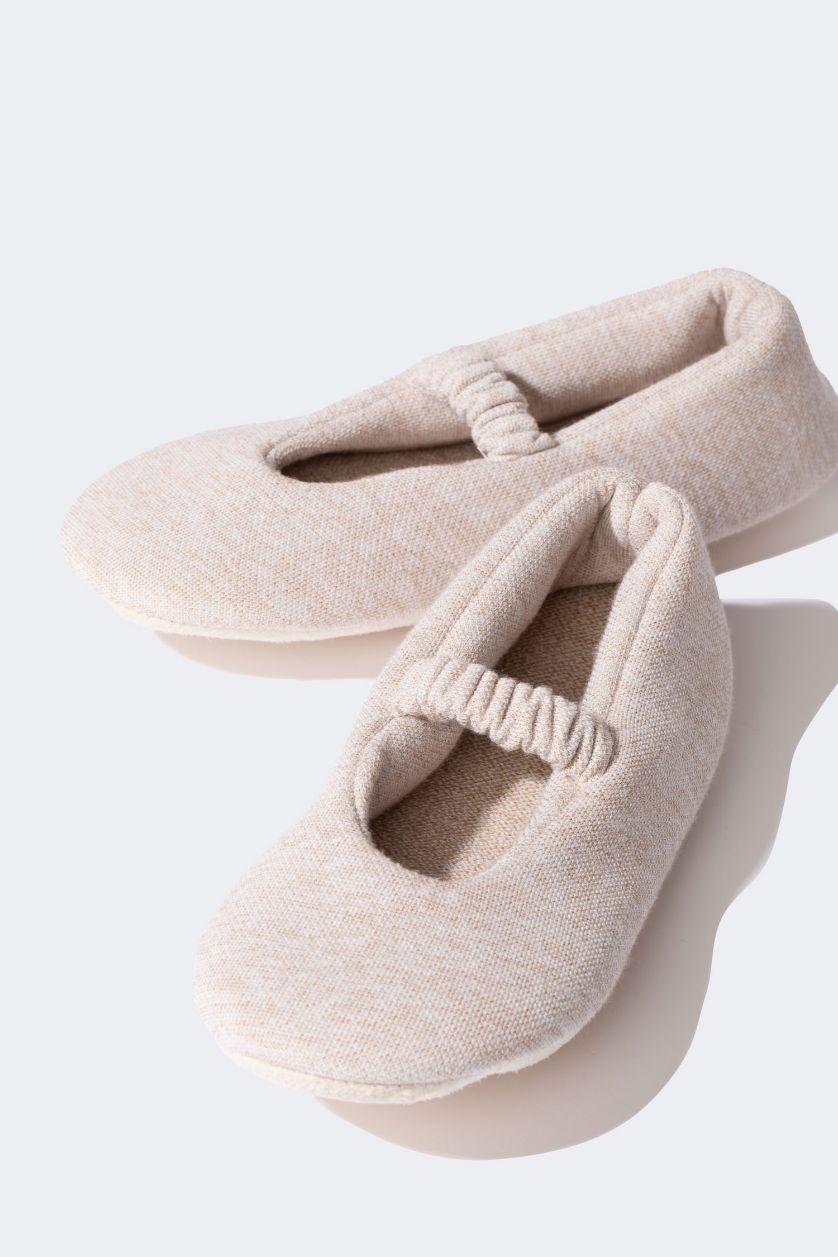 GIRLS & TEENS Beige Girl Ballerina Look Flat Home Slippers