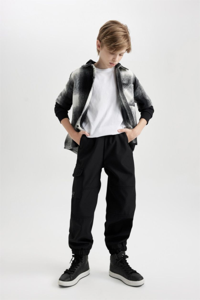 أولادي أسود بنطلون اسود جوجر اولادي قطيفة بجيب كارجو