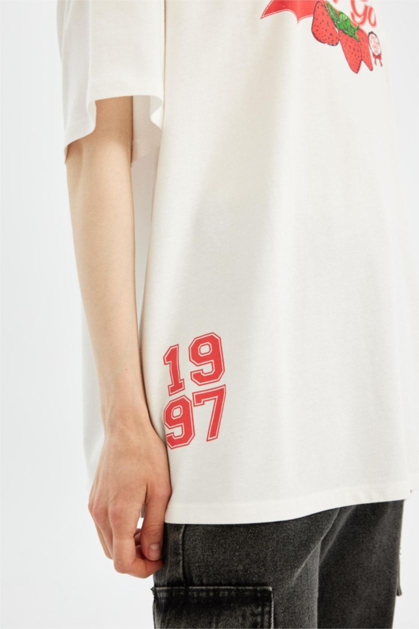 FEMME Blanc T-Shirt imprimé Oversize à Manches Courtes