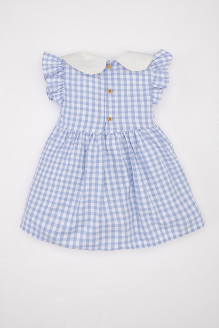 طفلة صغيرة أزرق فستان بناتي كاروهات بوبلين قصة عادية نص ردن وياخة بيبي