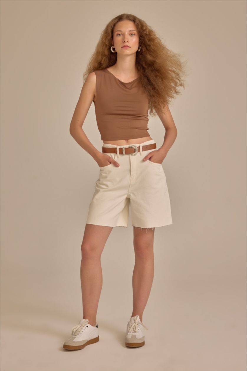 نساء بني تيشيرت نص كم سليم فيت