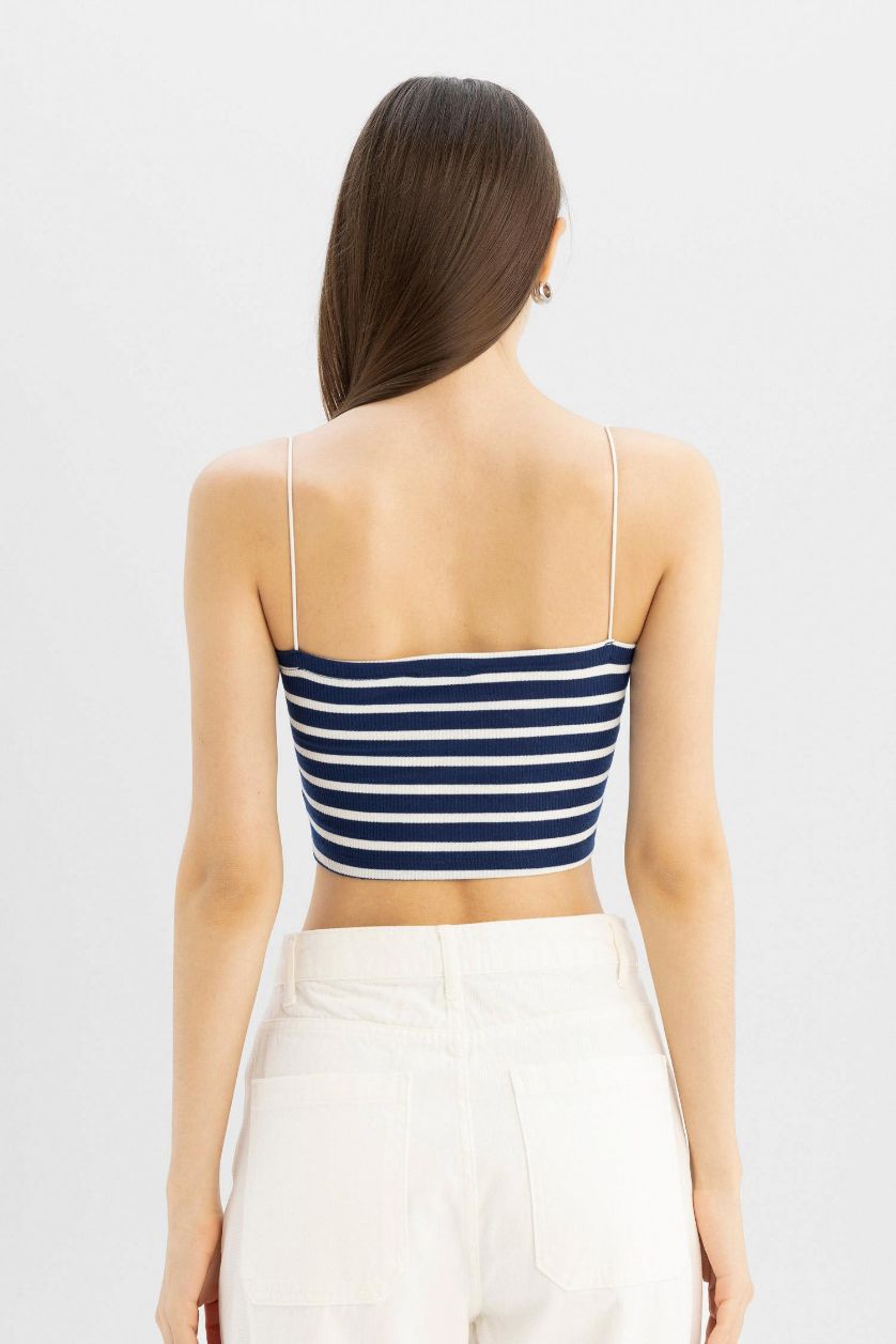 Kadın Açık Kahve Ribana Askılı Crop 2'li Atlet