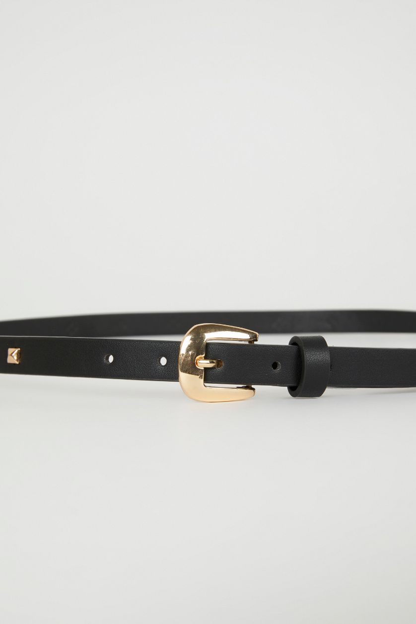 Woman Black Woman Faux Leather Heart Buckle 2 Piece Classic Belt