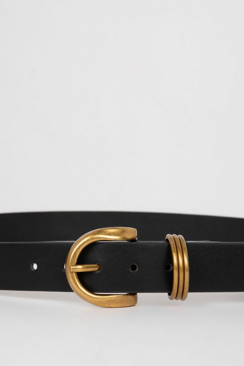 نساء أسود حزام كلاسيكي نسائي جلد صناعي