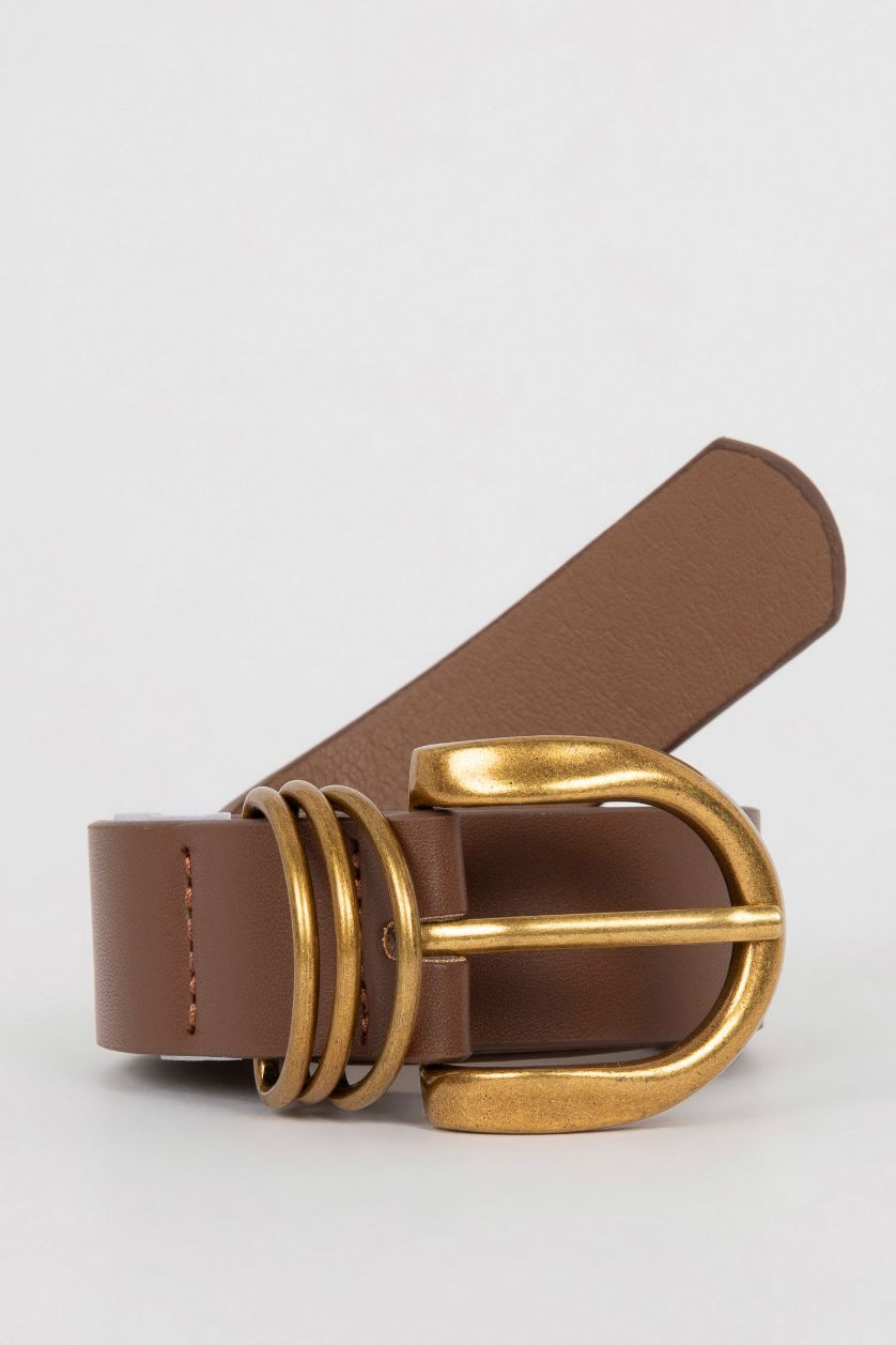 حريمي بني غامق حزام حريمي جلد صناعي