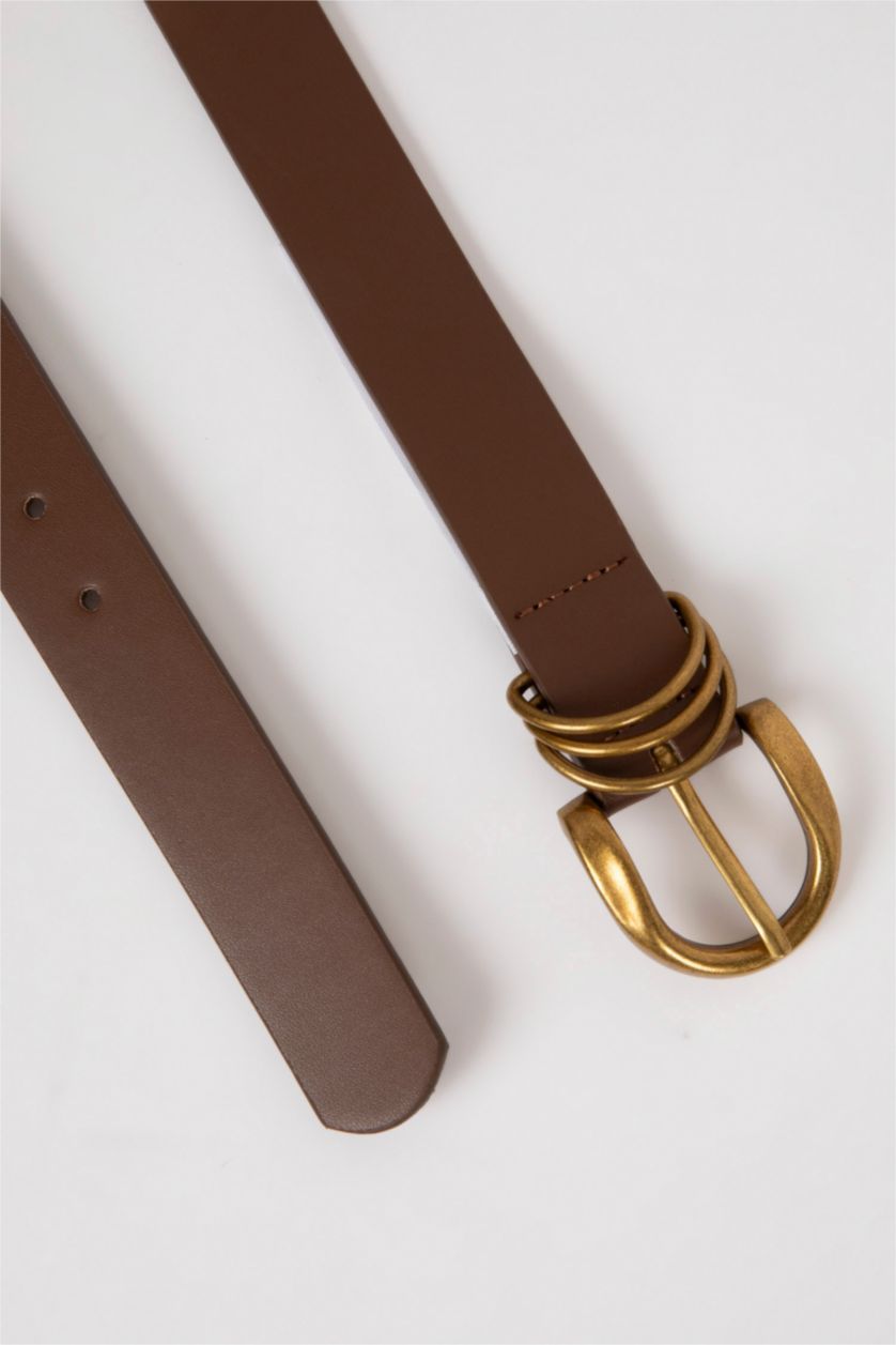 حريمي بني غامق حزام حريمي جلد صناعي