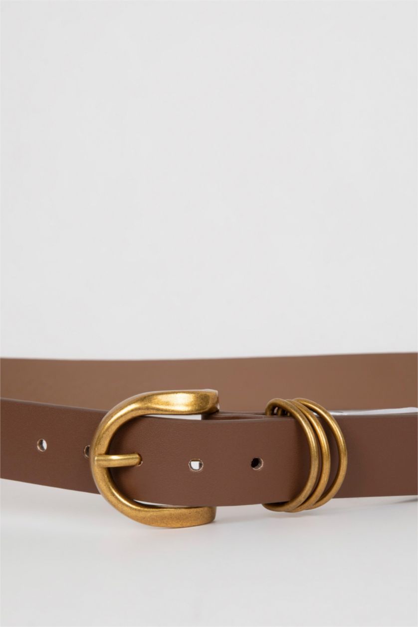 حريمي بني غامق حزام حريمي جلد صناعي