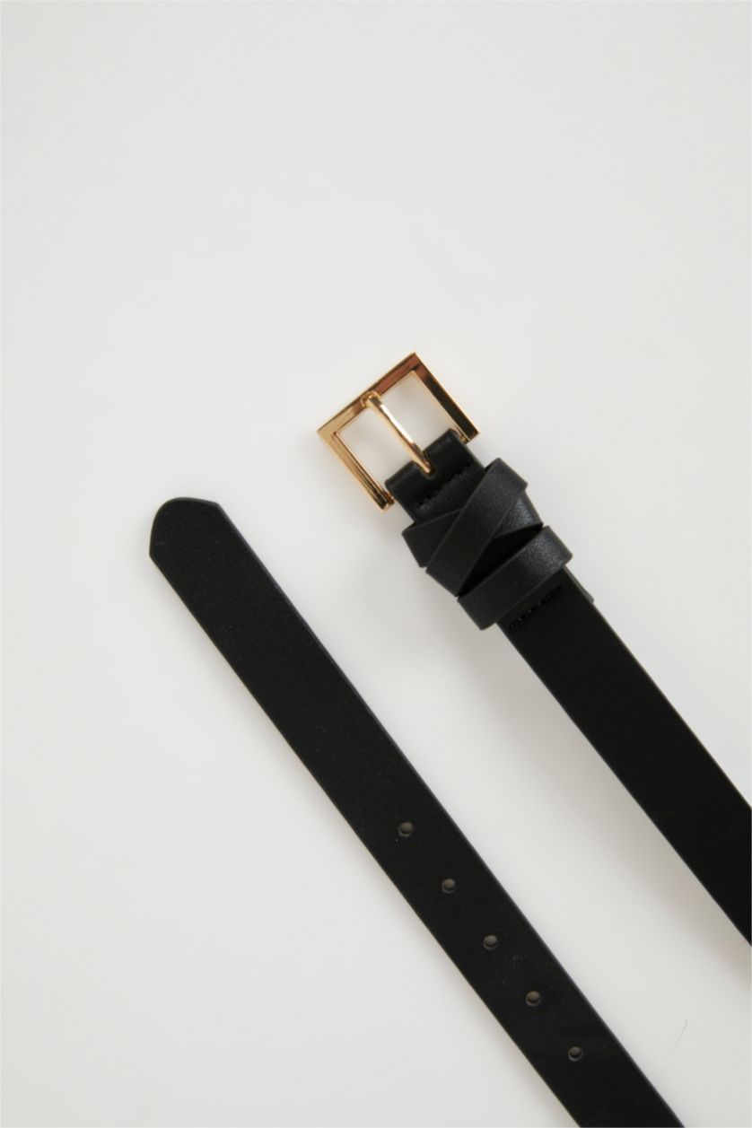 Kadın Siyah Kadın Suni Deri Günlük Kemer