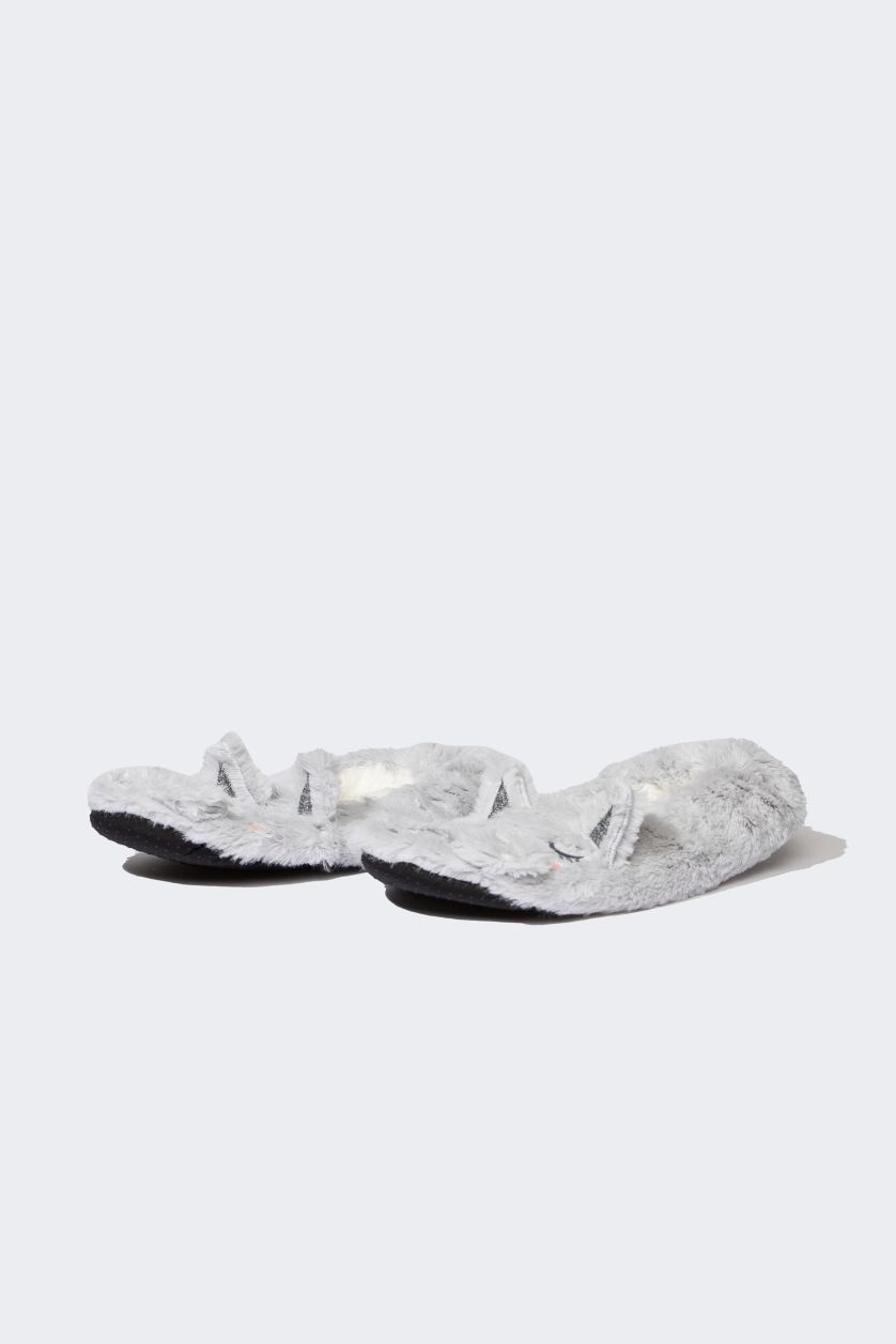 نساء رمادي بانطوفة منزلية نسائية بكعب مسطح