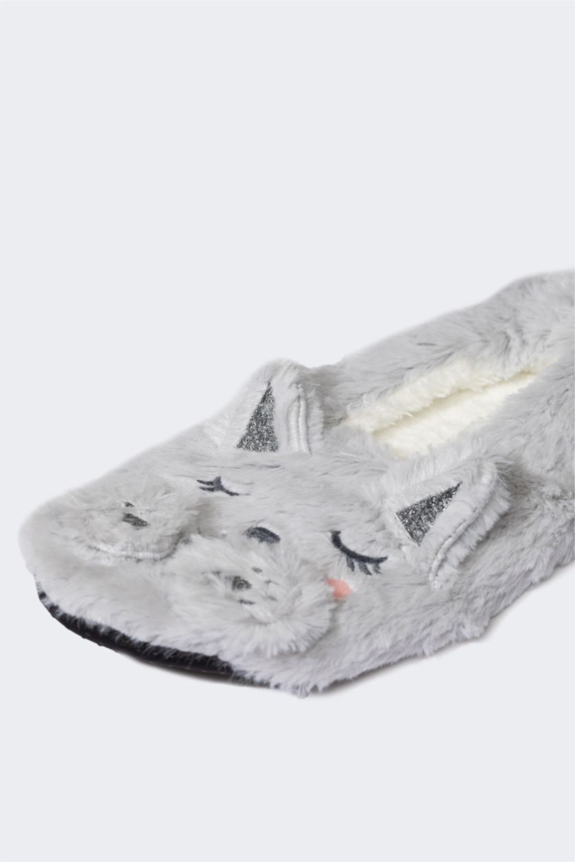 نساء رمادي بانطوفة منزلية نسائية بكعب مسطح