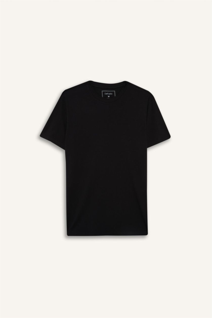 Man Black Slim Fit Short Sleeve Knitted Tops