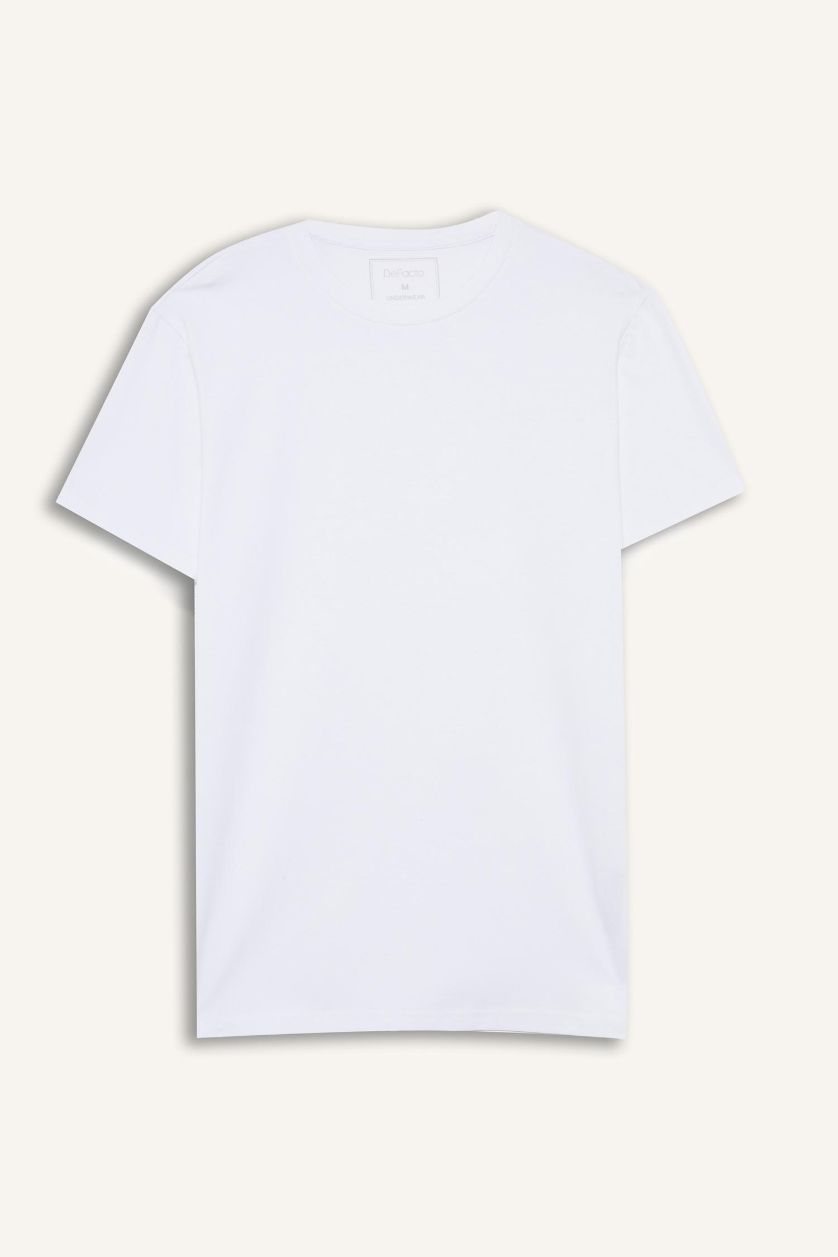 Erkek Beyaz Slım Fıt Bisiklet Yaka Üst