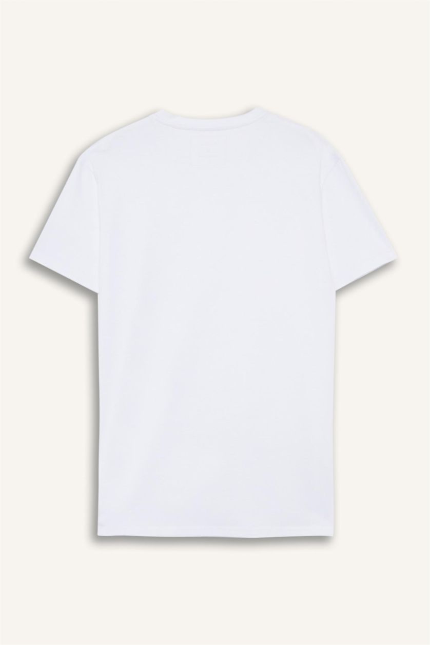 Erkek Beyaz Slım Fıt Bisiklet Yaka Üst