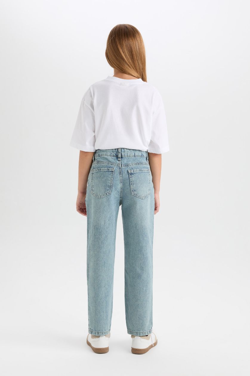 GIRLS & TEENS Blue Girl Mom Fit Ripped Detailed Skinny Leg Jeans