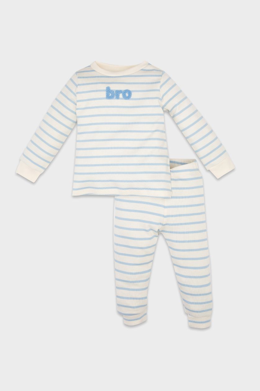 BABY BOY Blue Baby Boy Printed Corduroy 2 Piece Pajama Set