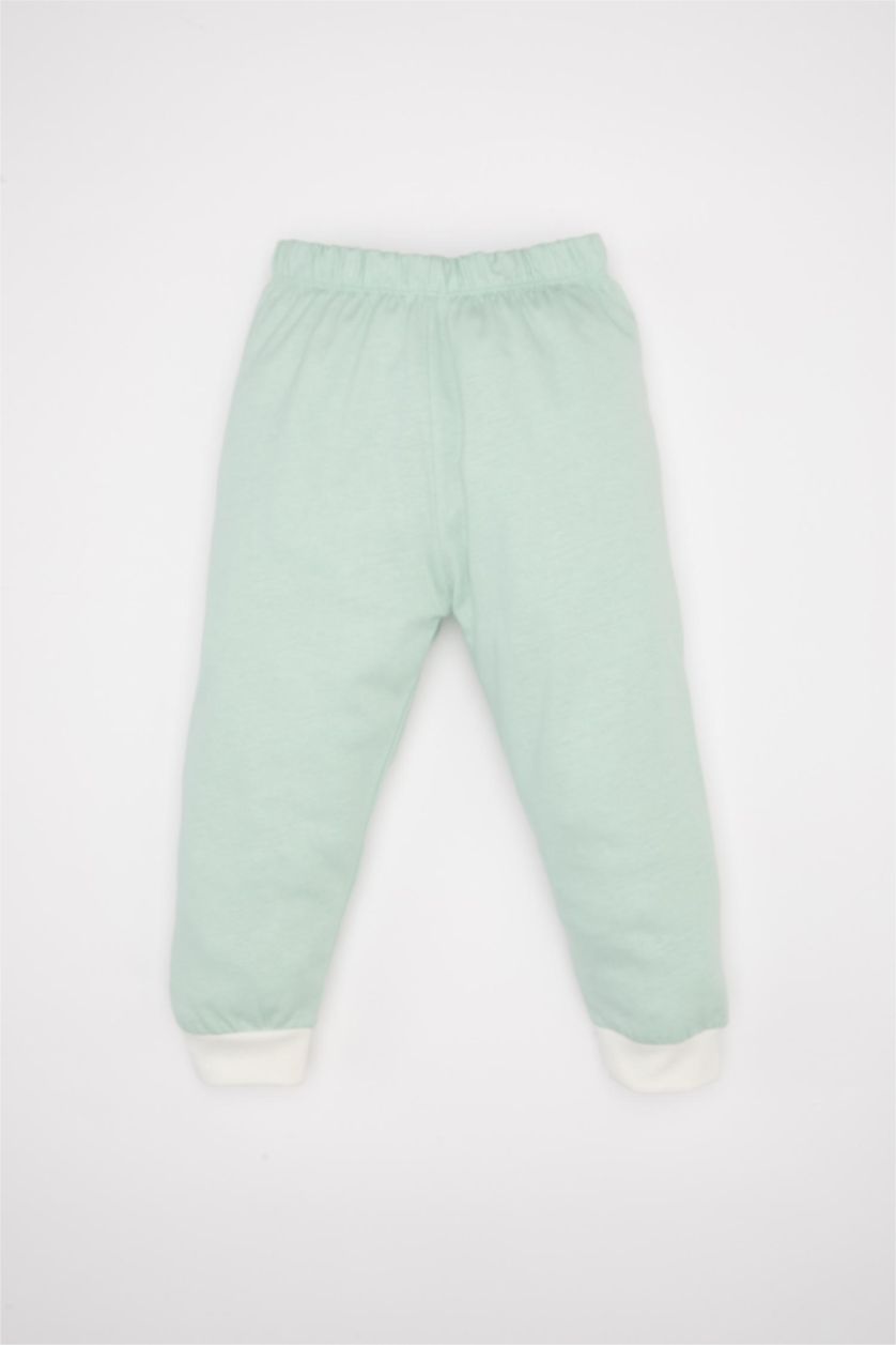 Erkek Bebek Kırık Beyaz Erkek Bebek 4'lü Pijama Takımı Dinozor Baskılı Penye Uzun Kollu Üst Uzun Alt