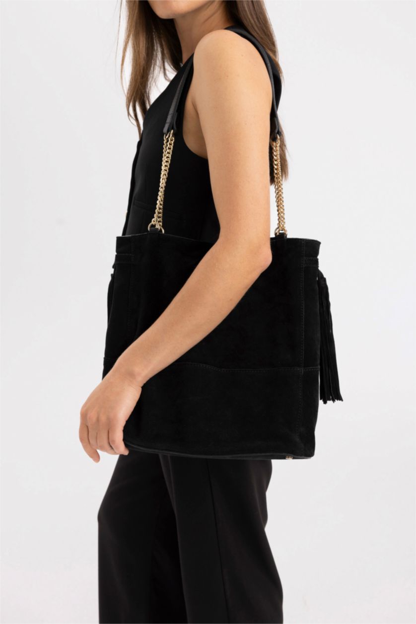 Women Black Suede Shoulder bag
