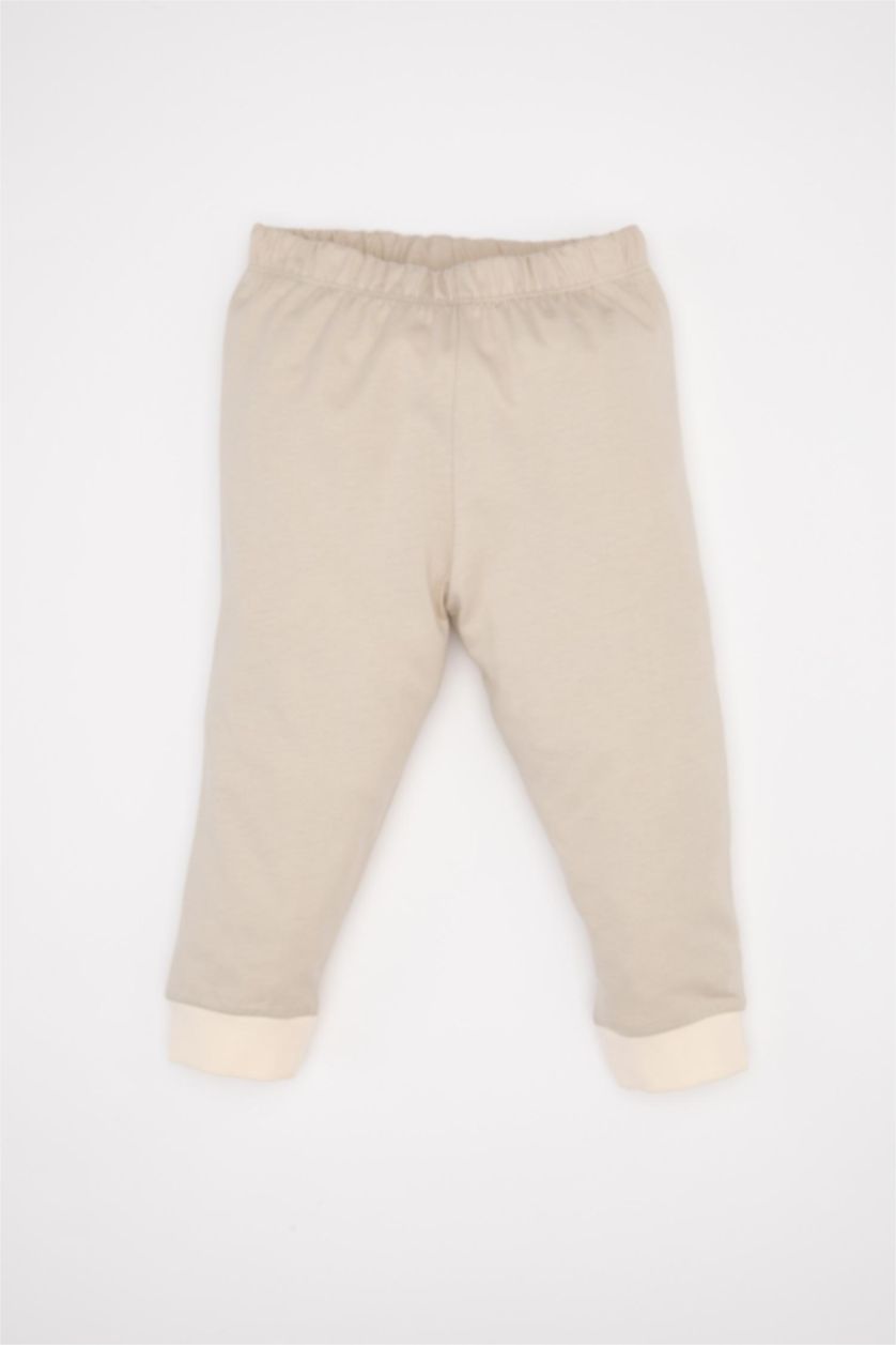 Erkek Bebek Açık Kahve Erkek Bebek 4'lü Pijama Takım Araç Baskılı Penye Uzun Kollu Üst Beli Lastikli Uzun Alt