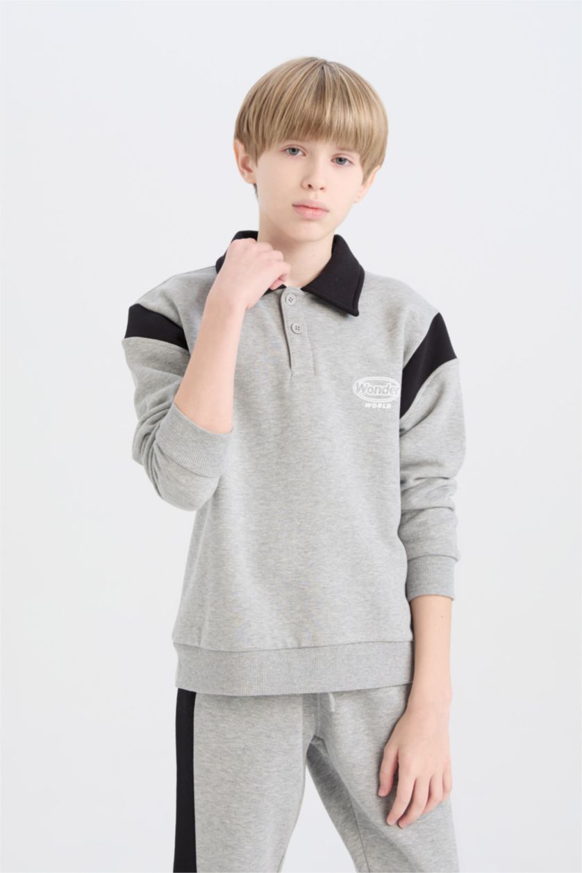 GARÇONS Gris Ensemble Sweatshirt pour garçon à col polo et  jogging