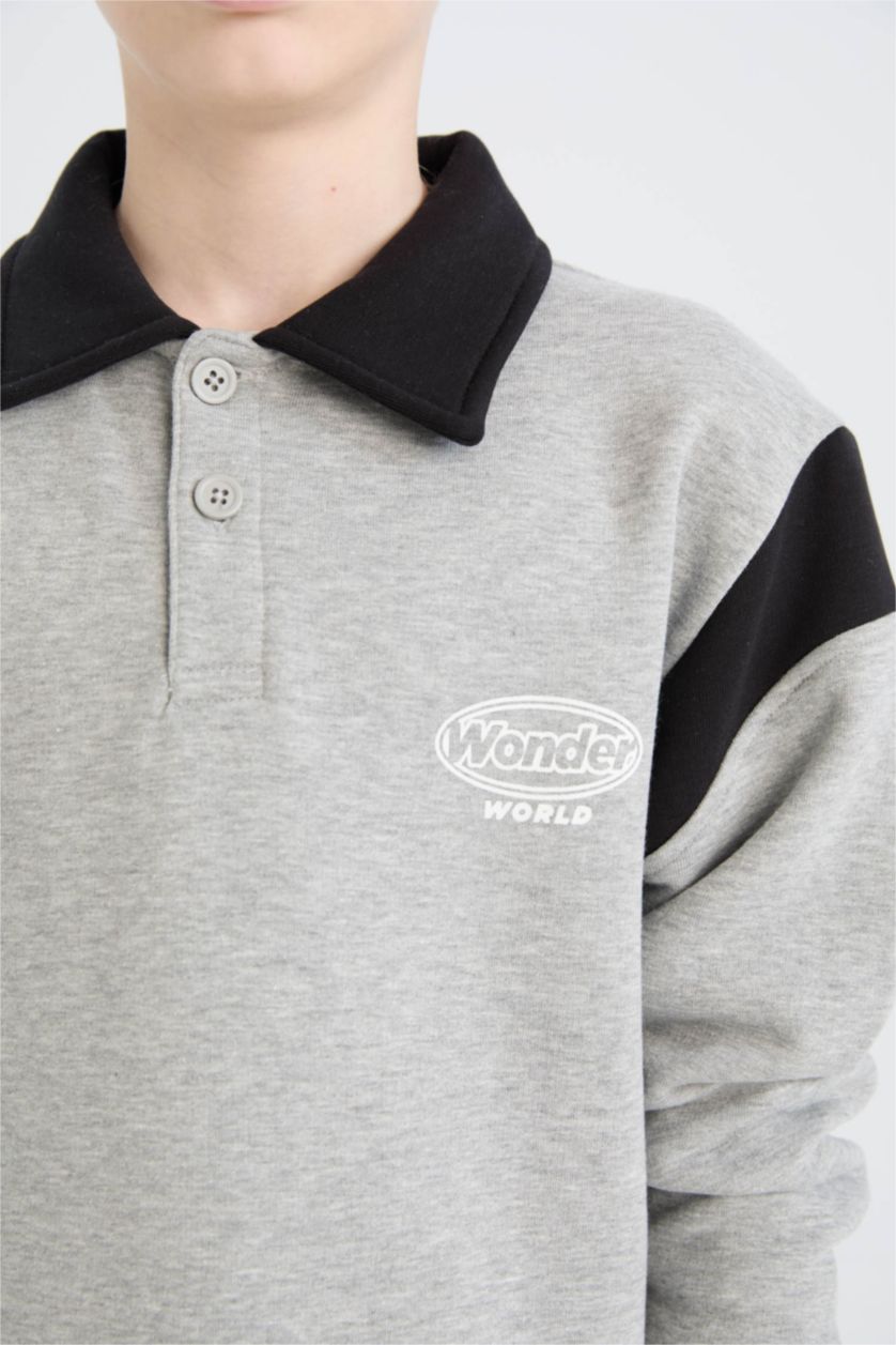 GARÇONS Gris Ensemble Sweatshirt pour garçon à col polo et  jogging