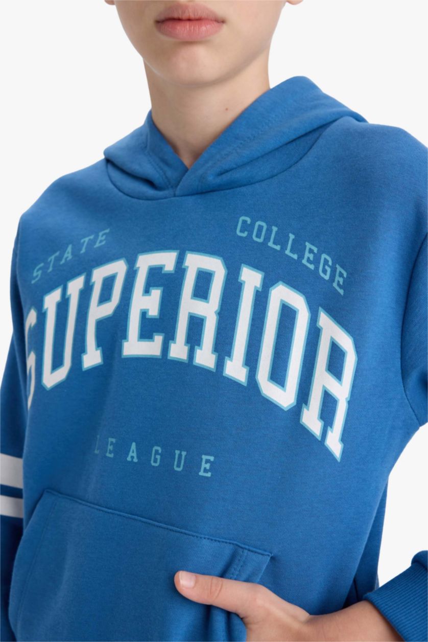 Мальчики и подростки Голубрй Комплект из 2-х вещей свитшот с принтом и джоггеры для мальчиков