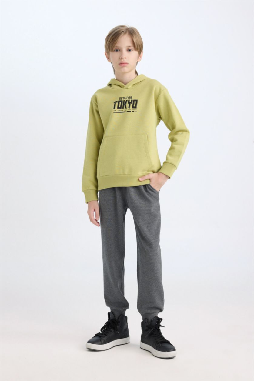 Boys & Teens Olive Boy Kangaroo Pocket Sweatshirt  Sweatpants 2 Piece Set