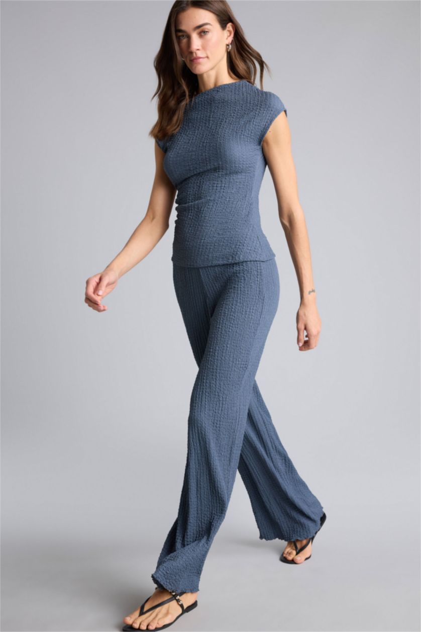 Woman Light Indigo Wide Leg Trousers