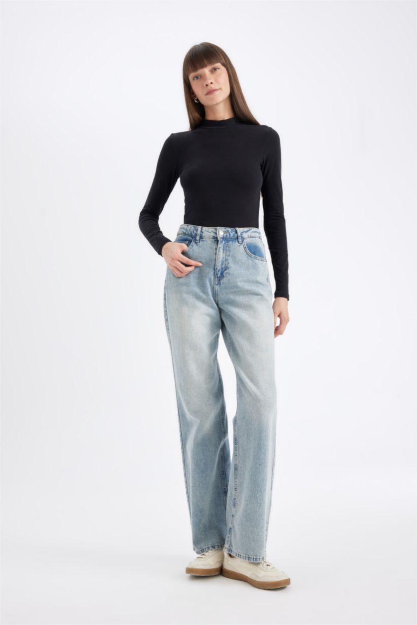 Kadın Siyah Slım Fıt Uzun Kollu Tişört