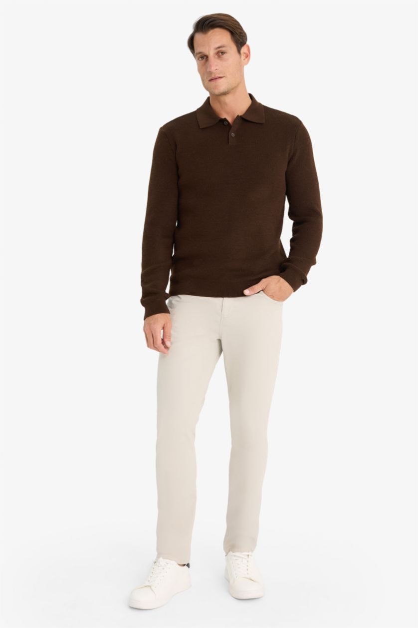 Erkek Kahve Standart Fıt Triko Kazak