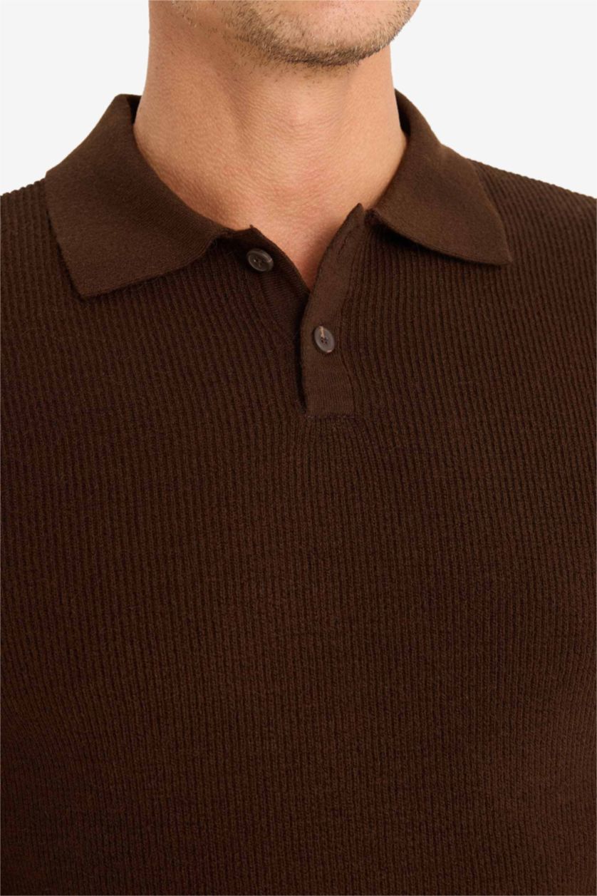 Erkek Kahve Standart Fıt Triko Kazak