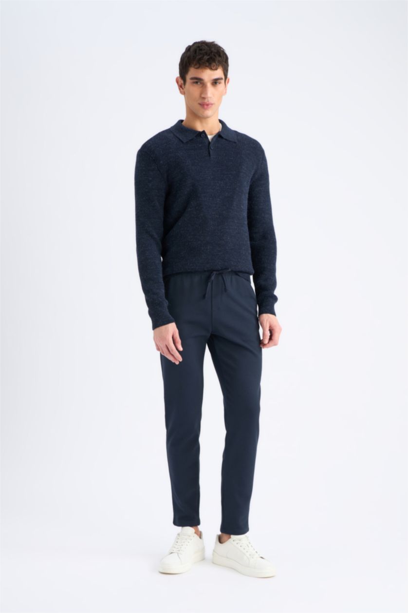 Erkek Lacivert Standart Fıt Triko Kazak