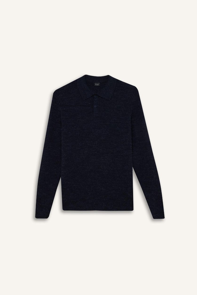 Erkek Lacivert Standart Fıt Triko Kazak