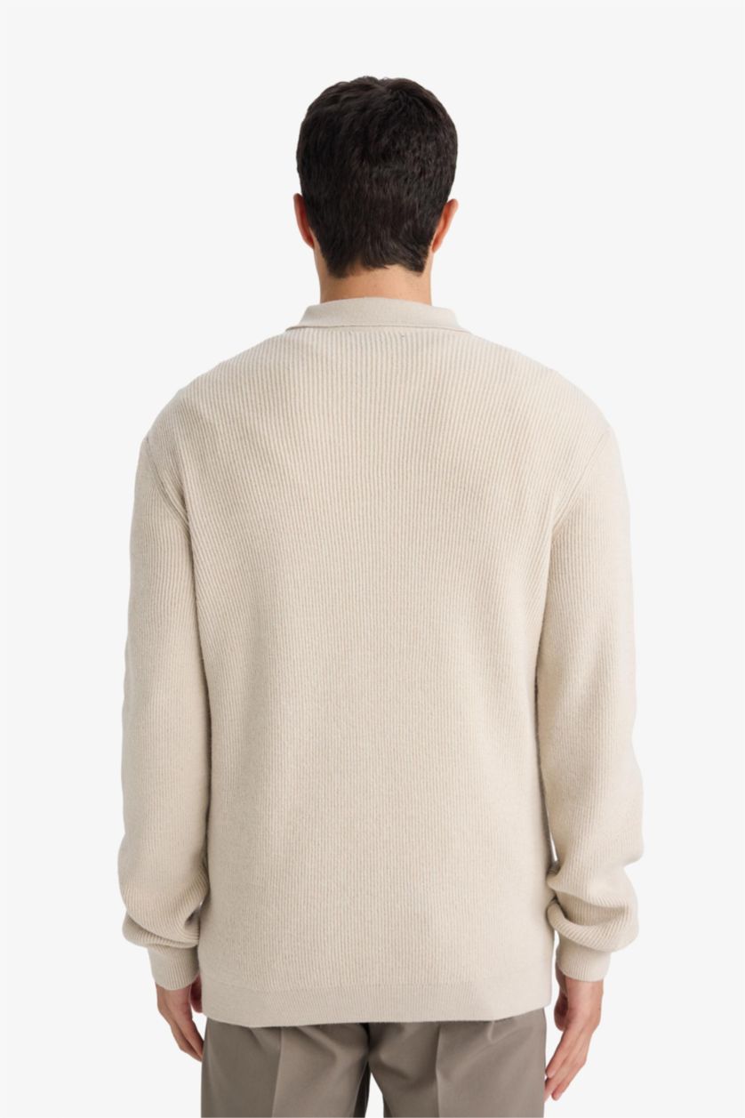 MAN Stone Standard Fit Polo Collar Knitwear Pullover